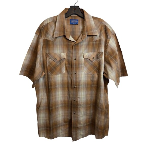 Pendleton Shadow Plaid Pearl Snap Mens Western Style Frontier Shirt XL - Picture 1 of 6